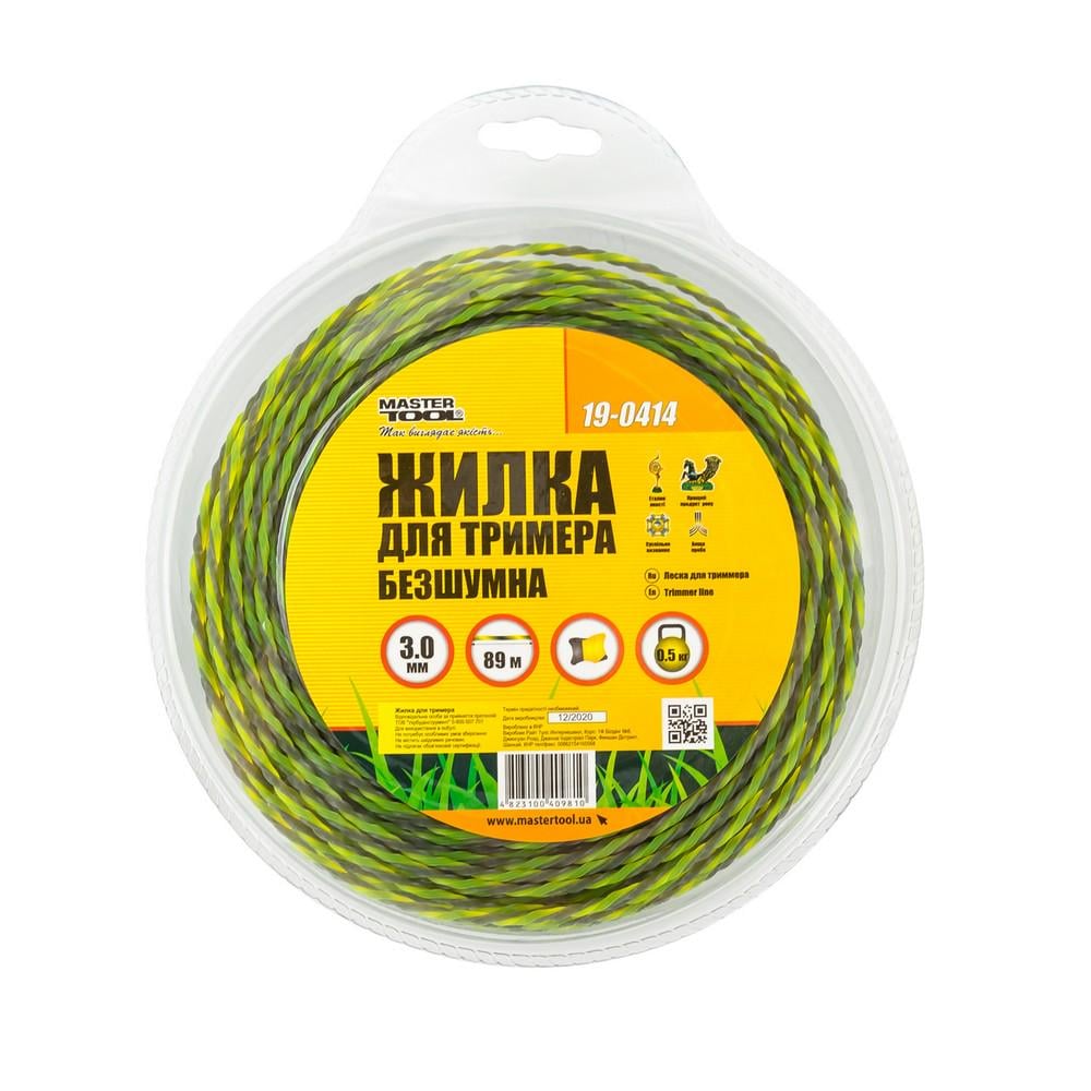 Жилка для тримера безшумна Mastertool Spiral Square 3,00 мм 89 м (19-0414) - фото 2