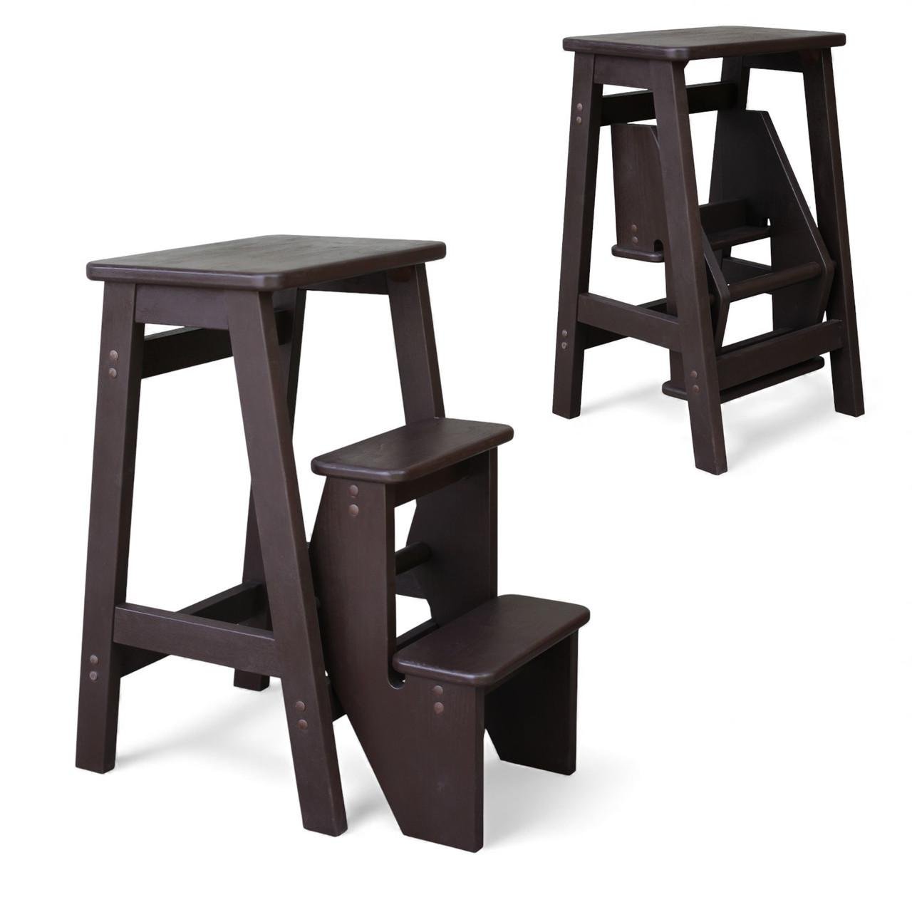 Табурет-лестница деревянный Студія Дерева Вільха Ретро бытовой 3 ступеньки Шоколад (31002903) - фото 3 Табурет-лестница деревянный Студія Дерева Вільха Ретро бытовой 3 ступеньки Шоколад (31002903) - фото 3