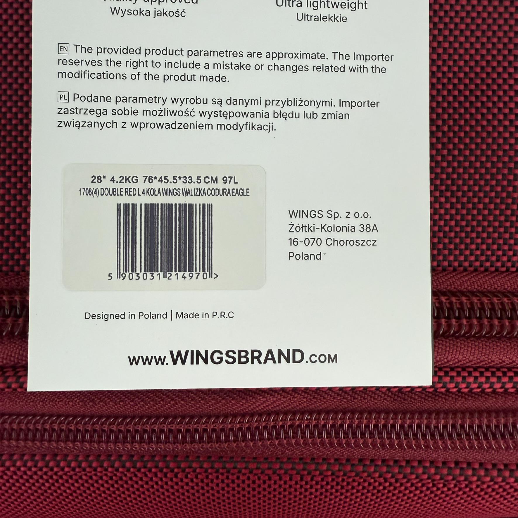 Валіза тканинна Wings 1708 на 4 колесах L Бордовий (30485127) - фото 8 Валіза тканинна Wings 1708 на 4 колесах L Бордовий (30485127) - фото 8