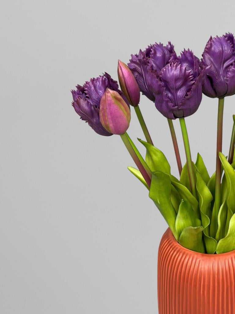 Букет штучних тюльпанів латексні кучеряві 5 шт. 40 см Фіолетовий (К07052) - фото 5