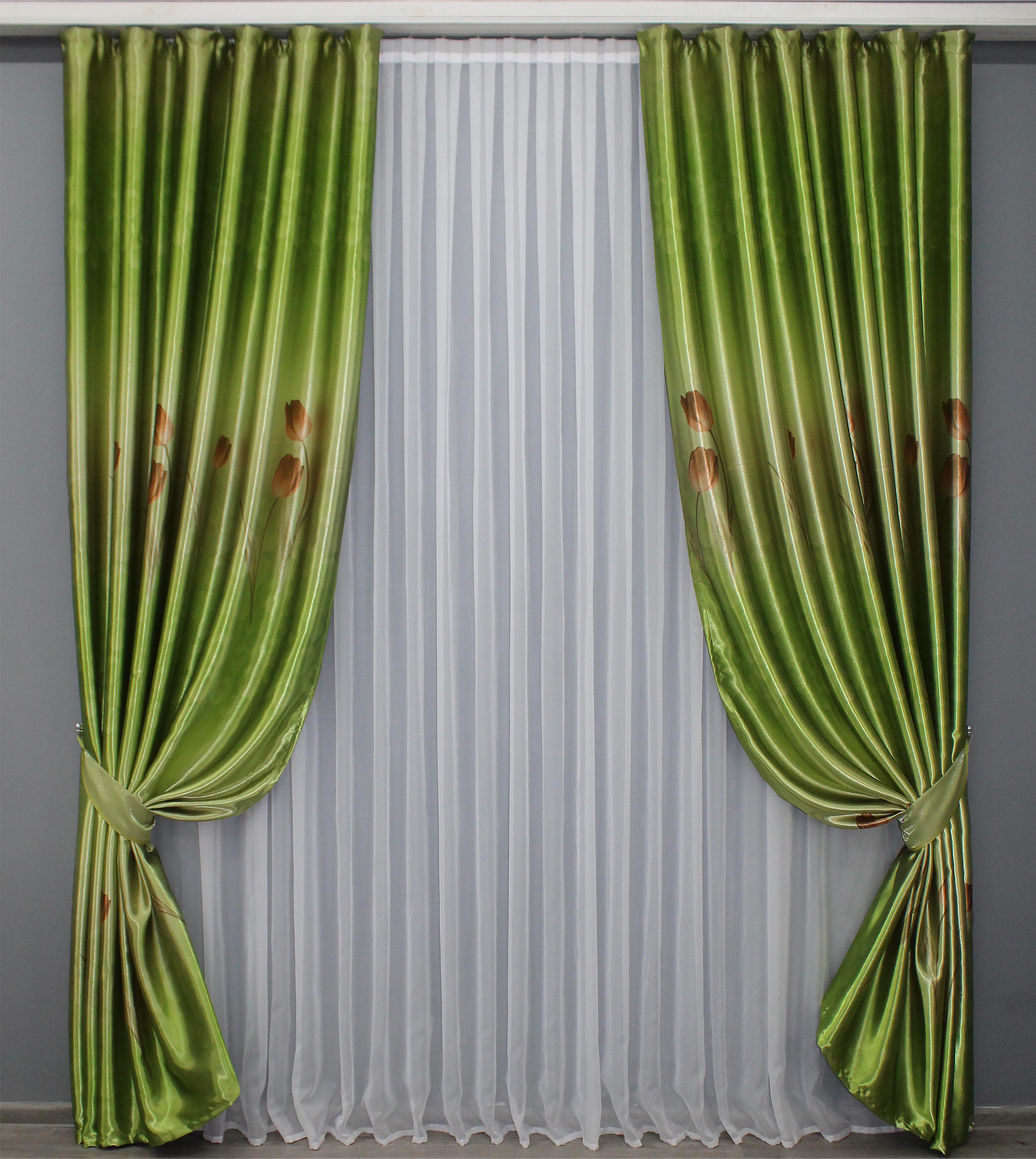 Комплект фотоштор VR-Textil двусторонние № 1388ш 150х265 см 2 шт. Оливковый (33-0251)