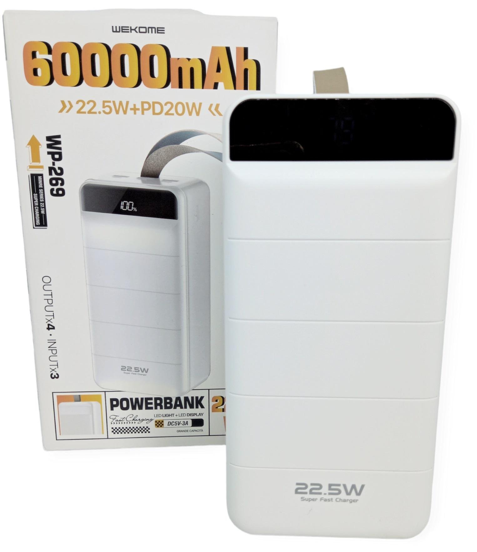 Внешний аккумулятор Wekome Minre Power Bank 60000 mAh 22,5 W WP-269