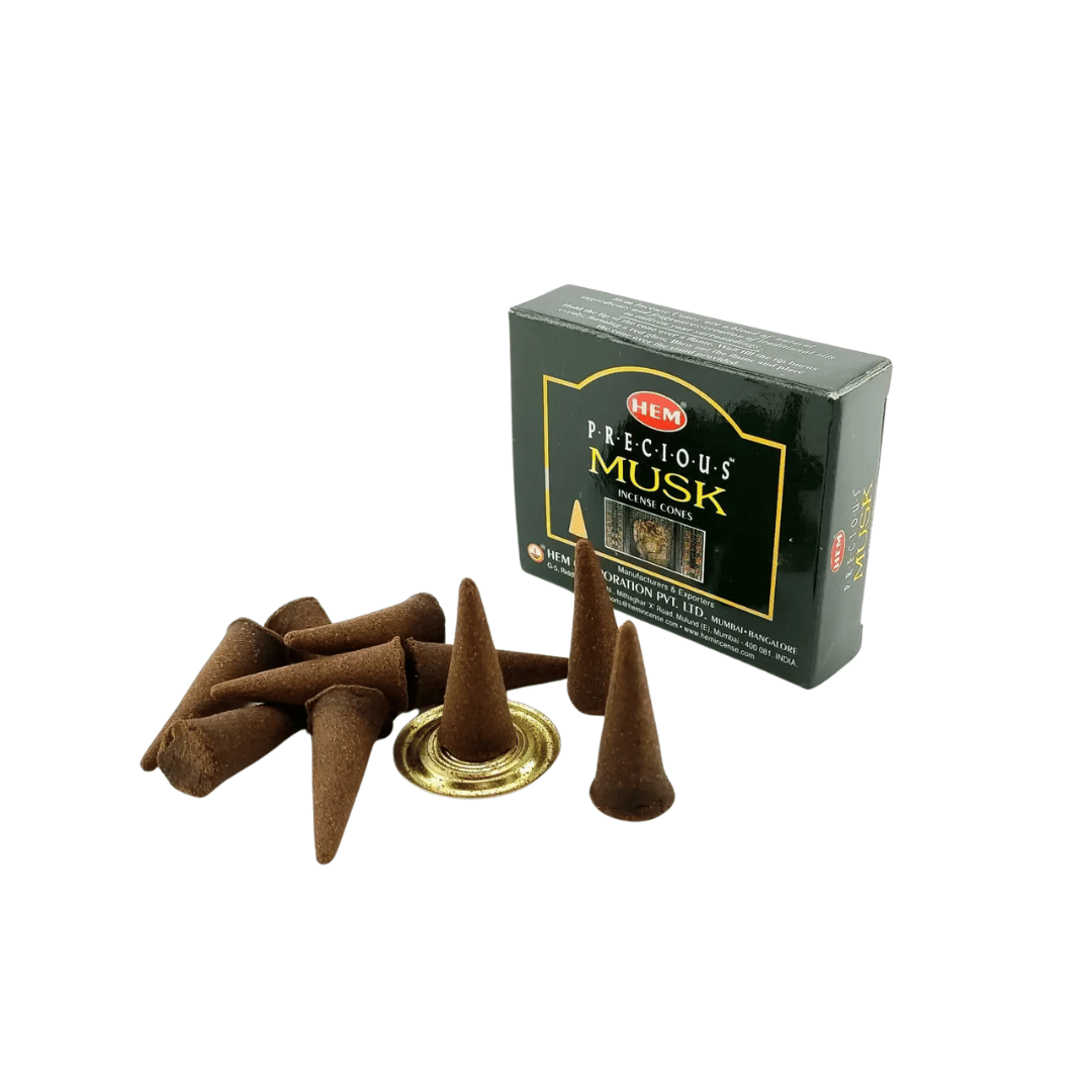 Конусы ароматические Hem Precious Musk Драгоценный Мускус с подставкой 10 шт. (8901810480049)