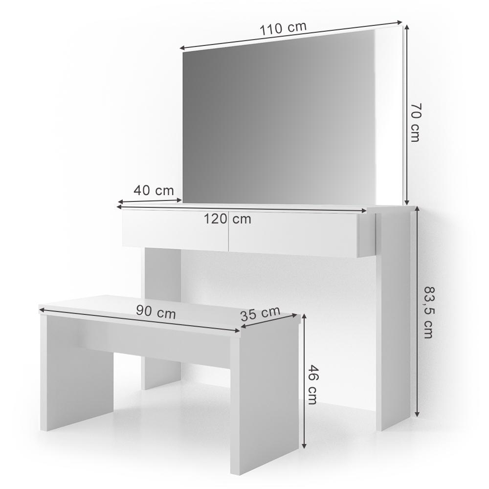 Туалетний столик Vicco Azur з лавкою 120x83 Білий глянець - фото 3 Туалетний столик Vicco Azur з лавкою 120x83 Білий глянець - фото 3