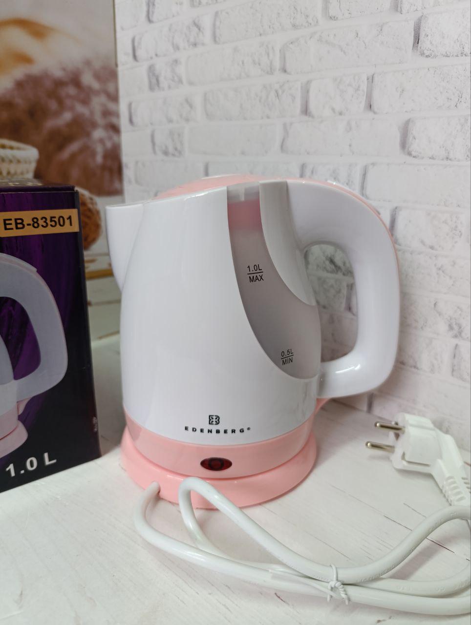 Електрочайник Edenberg EB-83501-P 1 л 1100 Вт Біло-рожевий