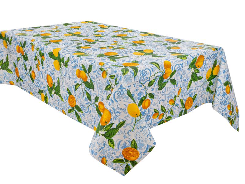 Скатерть водоотталкивающая Lefard Limones ceramica cielo 140x140 см (715-289)