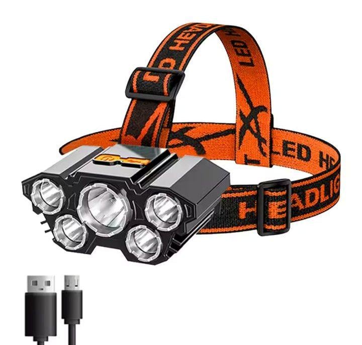 Ліхтар налобний 5 LED Помаранчевий (4027) - фото 3