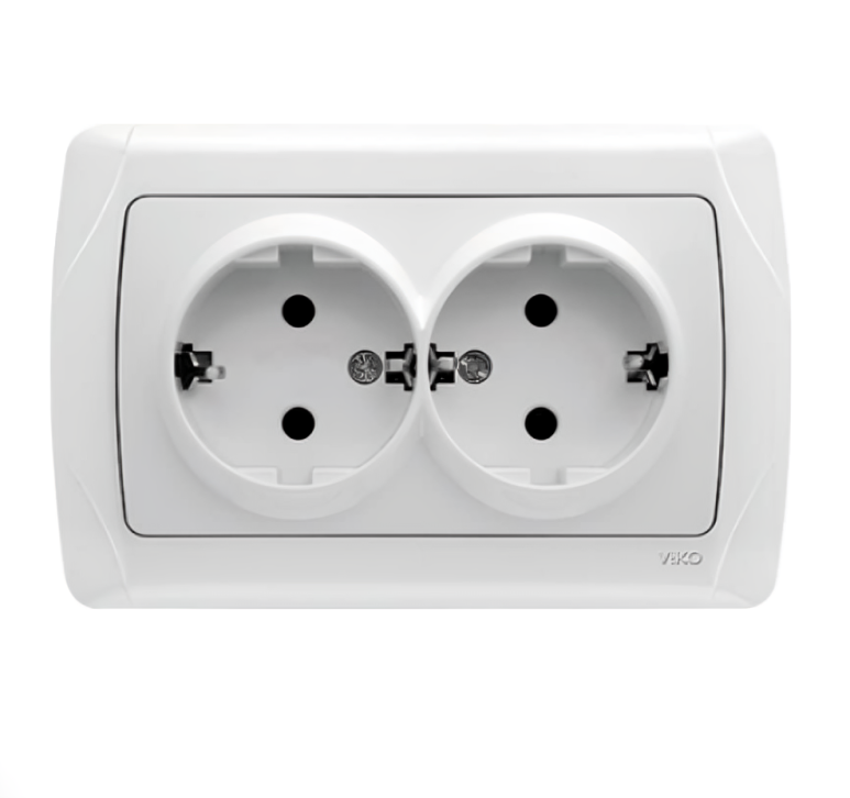 Розетка подвійна Carmen з заземленням Білий
