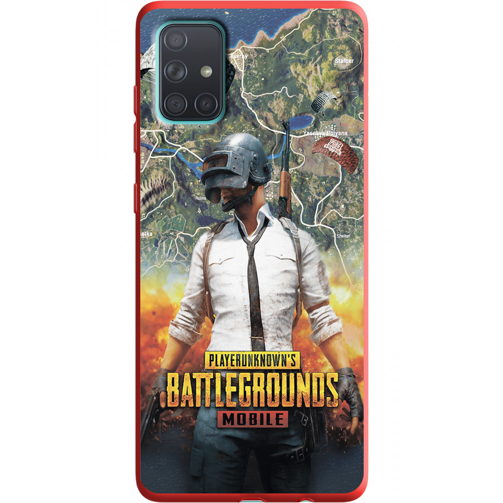 Чехол BoxFace Samsung A715 Galaxy A71 PUBG Mobile Красный силикон (38850-up2309-38949)