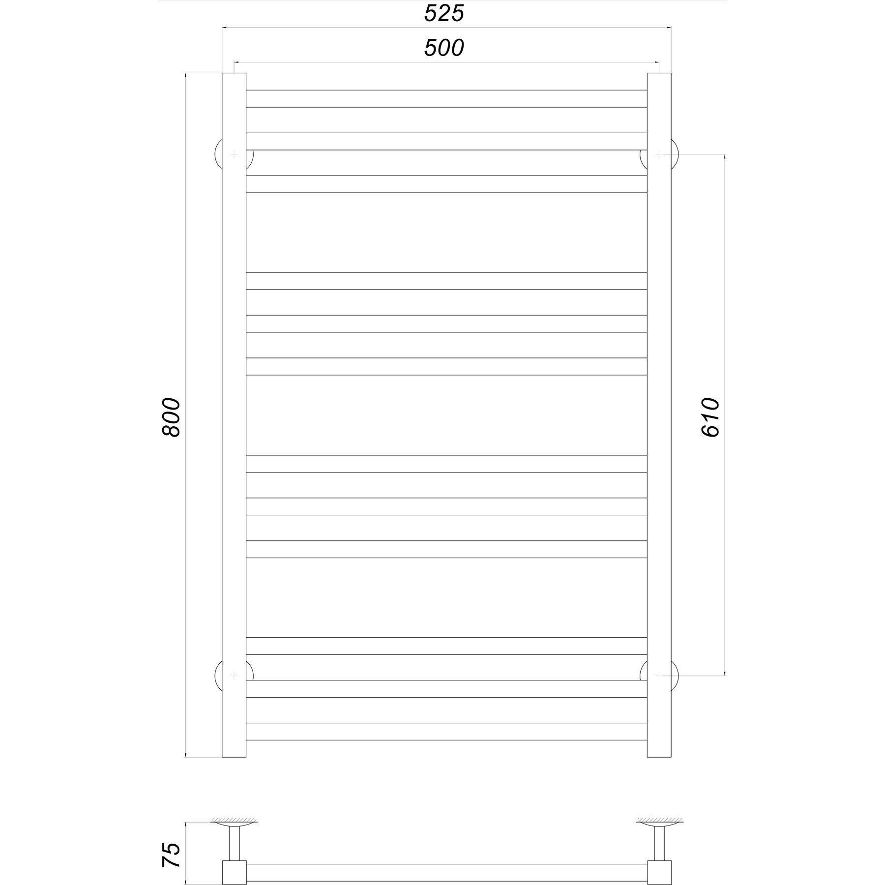 Полотенцесушитель UNIO MS W 800-500-12 BLK Модена Черный (22546) - фото 4