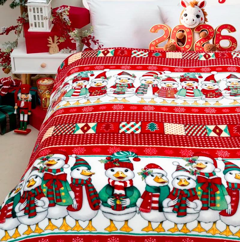 Плед флісовий Love You Святкові пінгвінчики 150x200 см (9130)