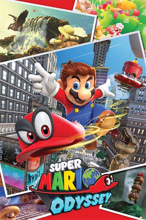 Постер плакат Супер Марио Коллаж/Super Mario Odyssey Collage 61x91,5 см