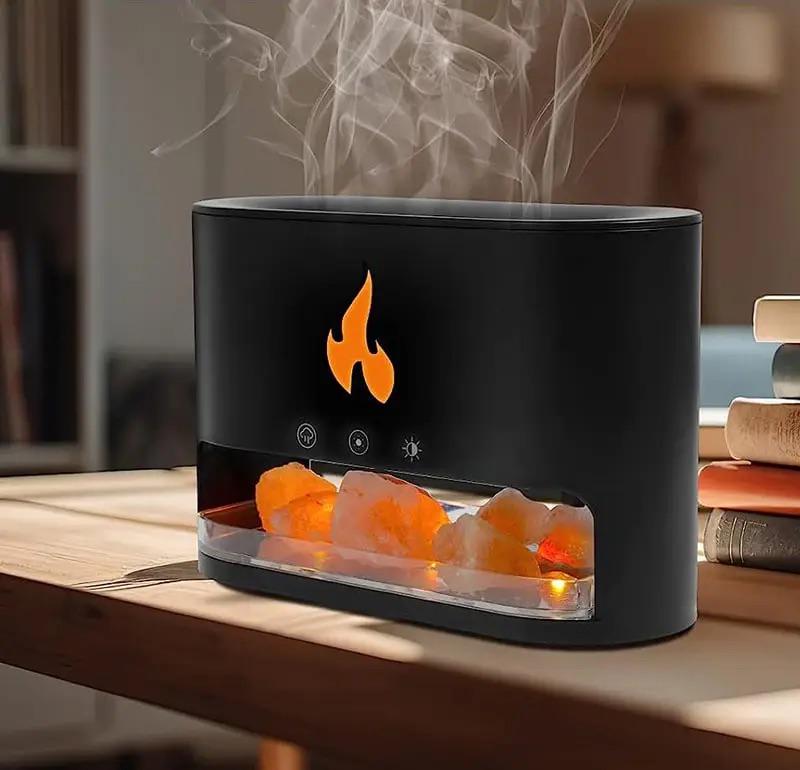 Увлажнитель воздуха соляная лампа 3в1 с эффектом пламени гималайская соль для ароматерапии и подсветка Черный - фото 5 Увлажнитель воздуха соляная лампа 3в1 с эффектом пламени гималайская соль для ароматерапии и подсветка Черный - фото 5