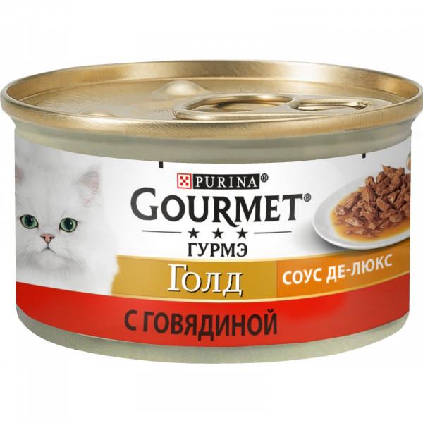 Корм Purina Gold соус Де-Люкс с говядиной 85 г