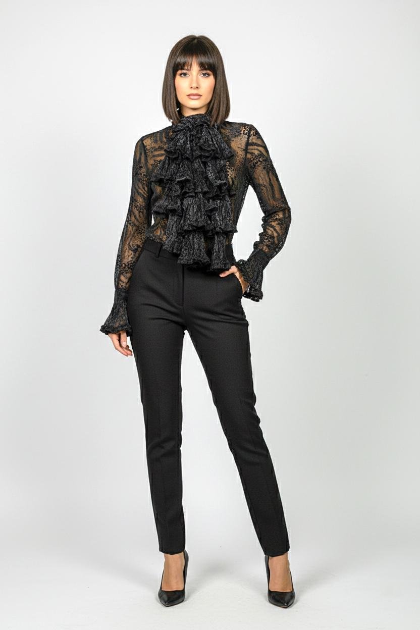 Блуза жіноча з органзи з шарфом Forza Viva LW-116679-3 р. 48 Чорний (LW-116679-3-48) - фото 3 Блуза жіноча з органзи з шарфом Forza Viva LW-116679-3 р. 48 Чорний (LW-116679-3-48) - фото 3