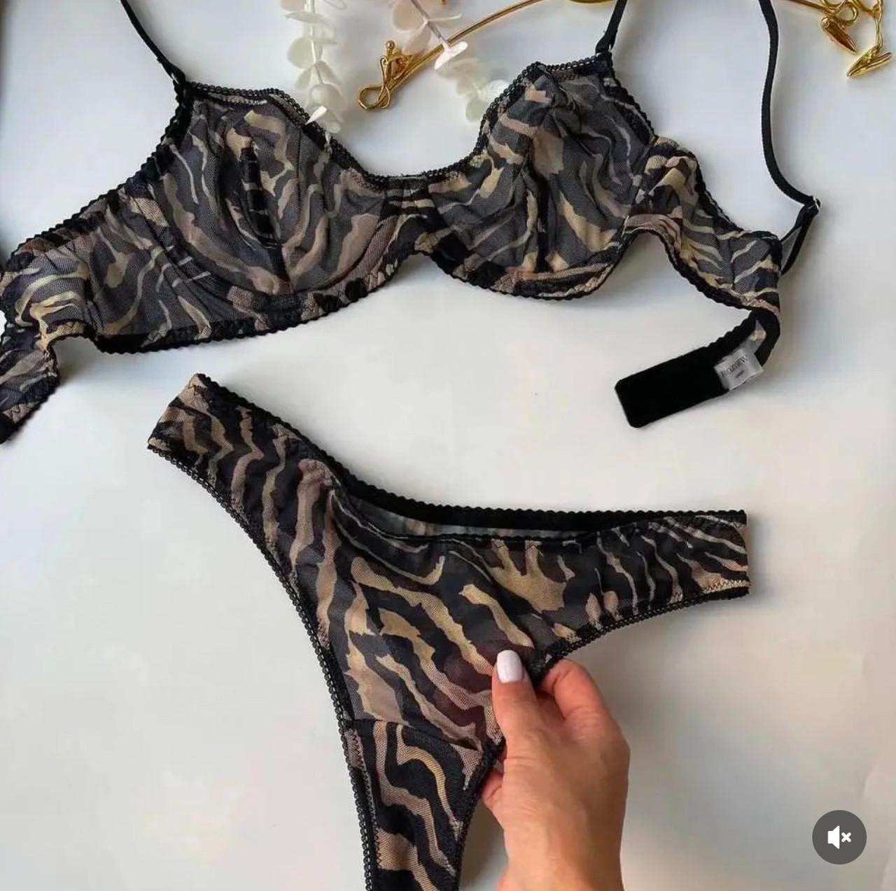 Комплект нижньої білизни з стрейтч-сітки L Чорний (362)