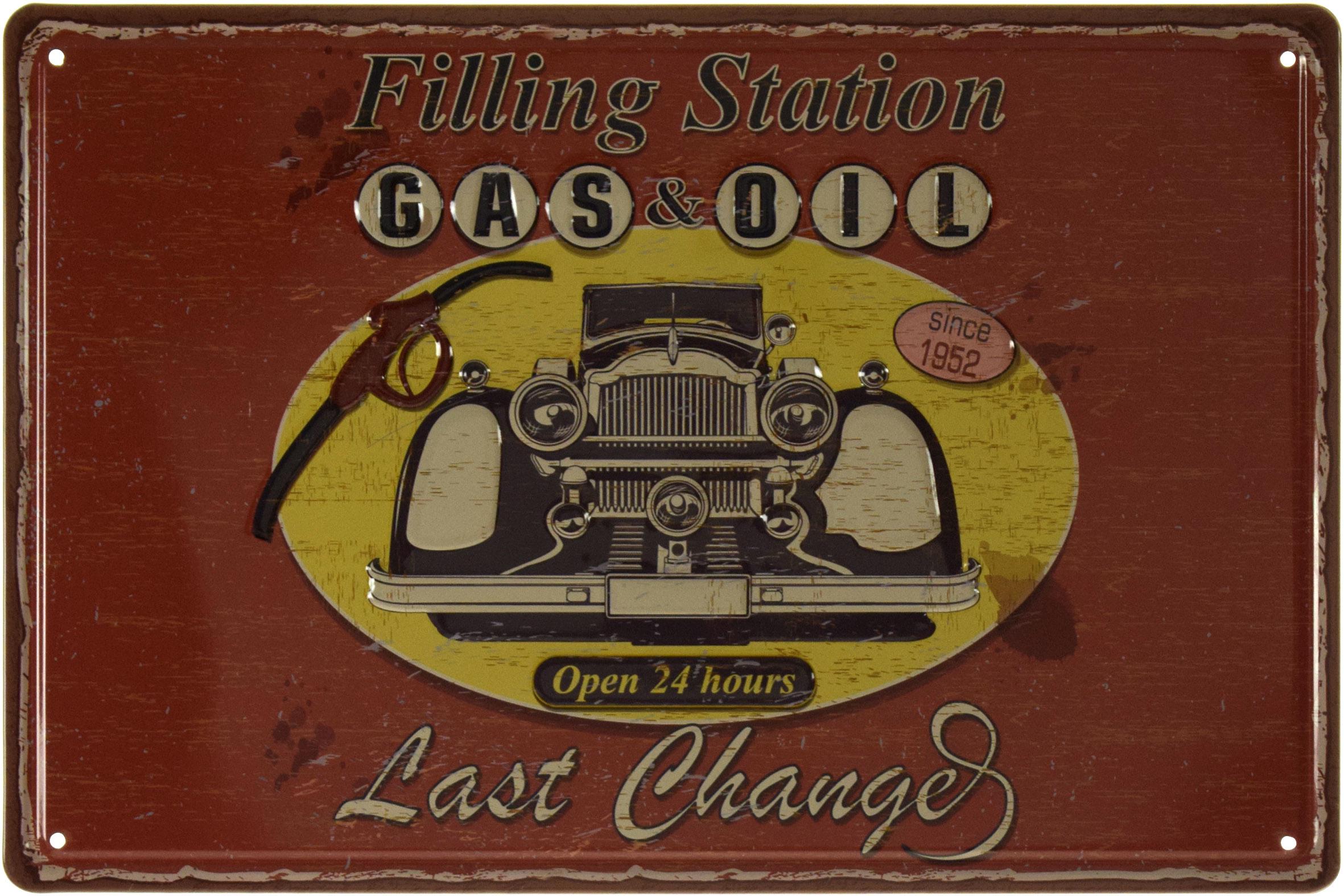 Табличка металлическая Автозаправочная Станция/Filling Station Last Changes 20x30 см