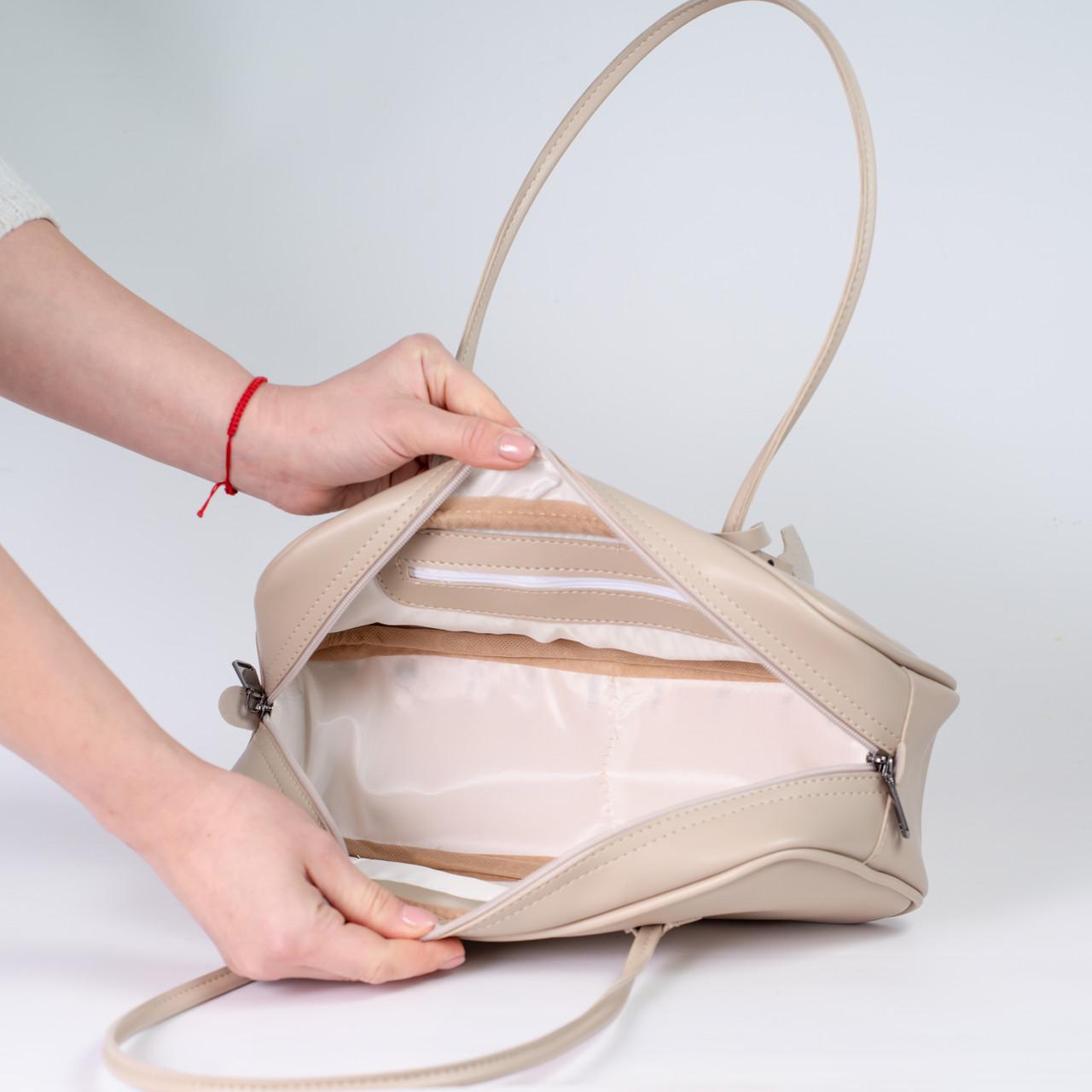 Сумка женская багет из экокожи XENIA № 01-25 Бежевый - фото 4 Сумка женская багет из экокожи XENIA № 01-25 Бежевый - фото 4