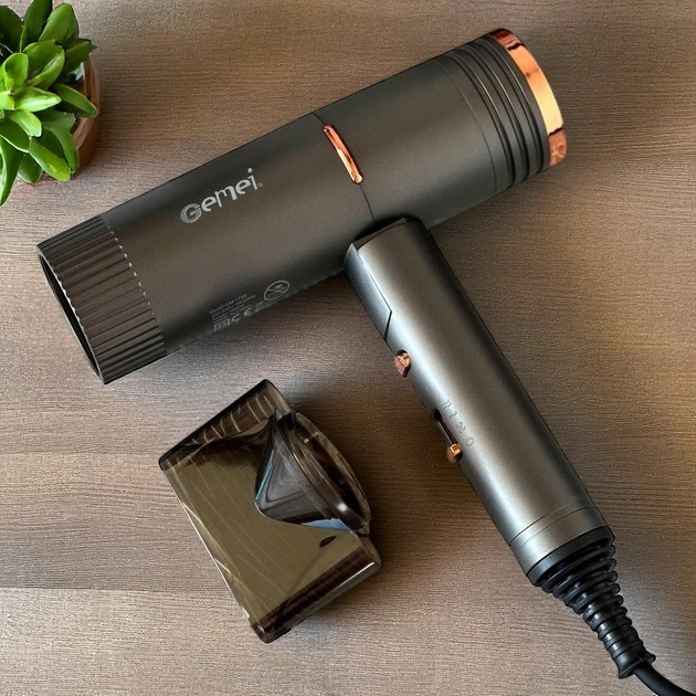 Фен складной Gemei GM-1788 дорожный 1800 W Черный (ML-01129) - фото 3 Фен складной Gemei GM-1788 дорожный 1800 W Черный (ML-01129) - фото 3