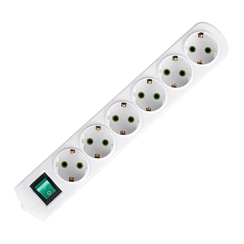 Колодка шестимісна Lezard Letitia з заземленням та вимикачем Білий (27848889)