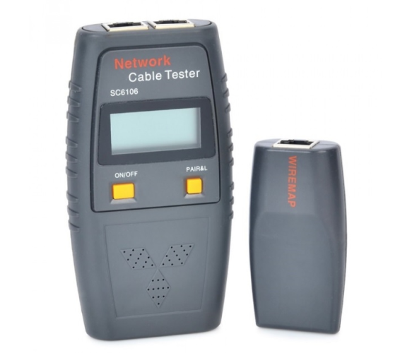 Кабельный тестер сетевых линий Merlion SC-6106 RJ-45 для проверки витой пары Черный (YT-SC-6106)