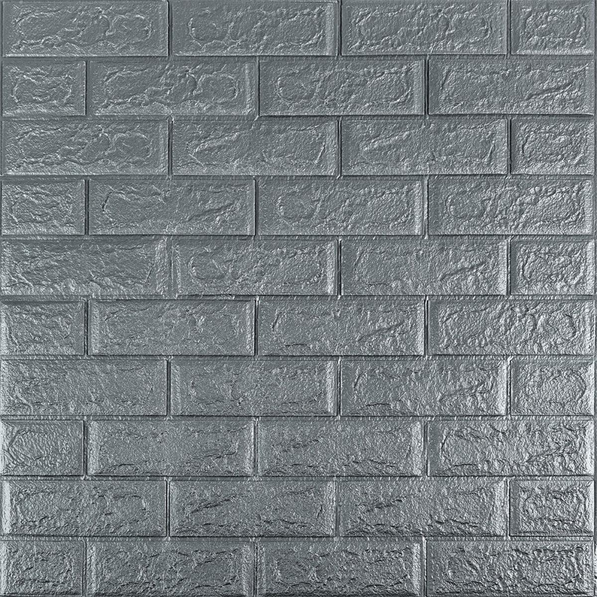 3D панель самоклеющаяся кирпич 700х770х5 мм 017-5 Серебро (SW-00000038)