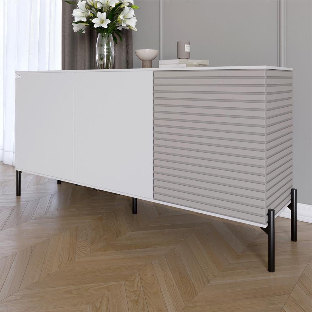 Комод закрытый в гостиную на черных металлических ножках Lion Грей 154x38x76,5 см Нимфея Альба белый/Кашемир (Lion-041814) Комод закрытый в гостиную на черных металлических ножках Lion Грей 154x38x76,5 см Нимфея Альба белый/Кашемир (Lion-041814)