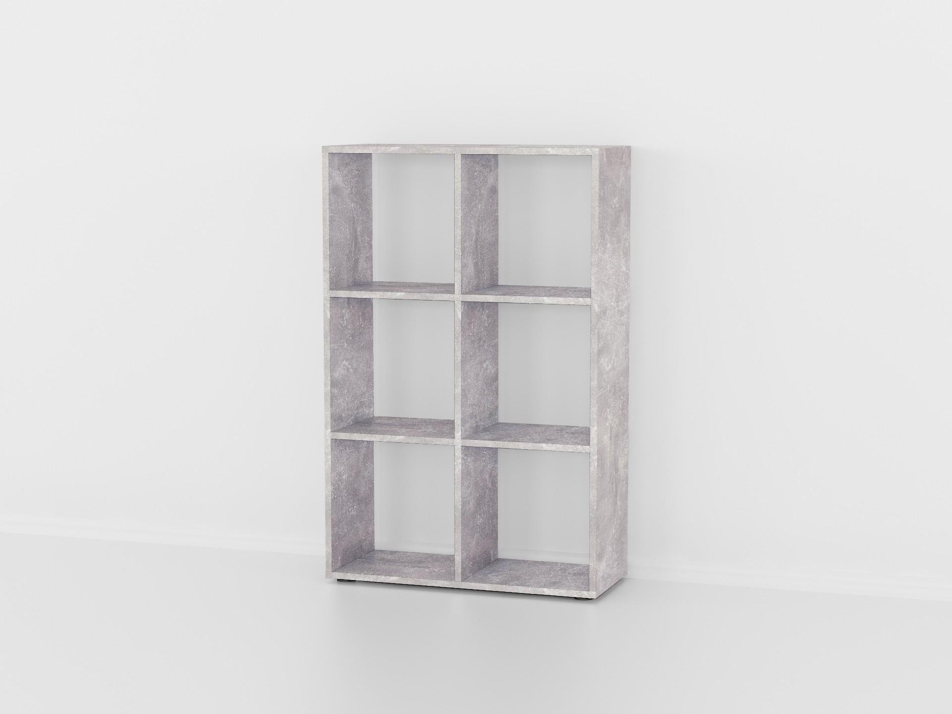 Стелаж для книг та декору на 6 комірок P-16 720x290x1078 мм Бетон - фото 3