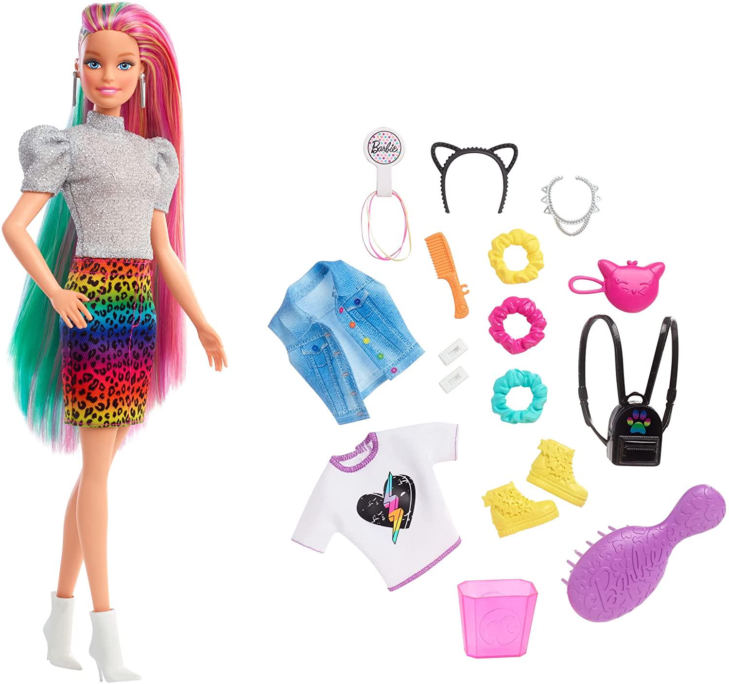 Ігровий набір Barbie Leopard Rainbow Hair Doll (GRN81)
