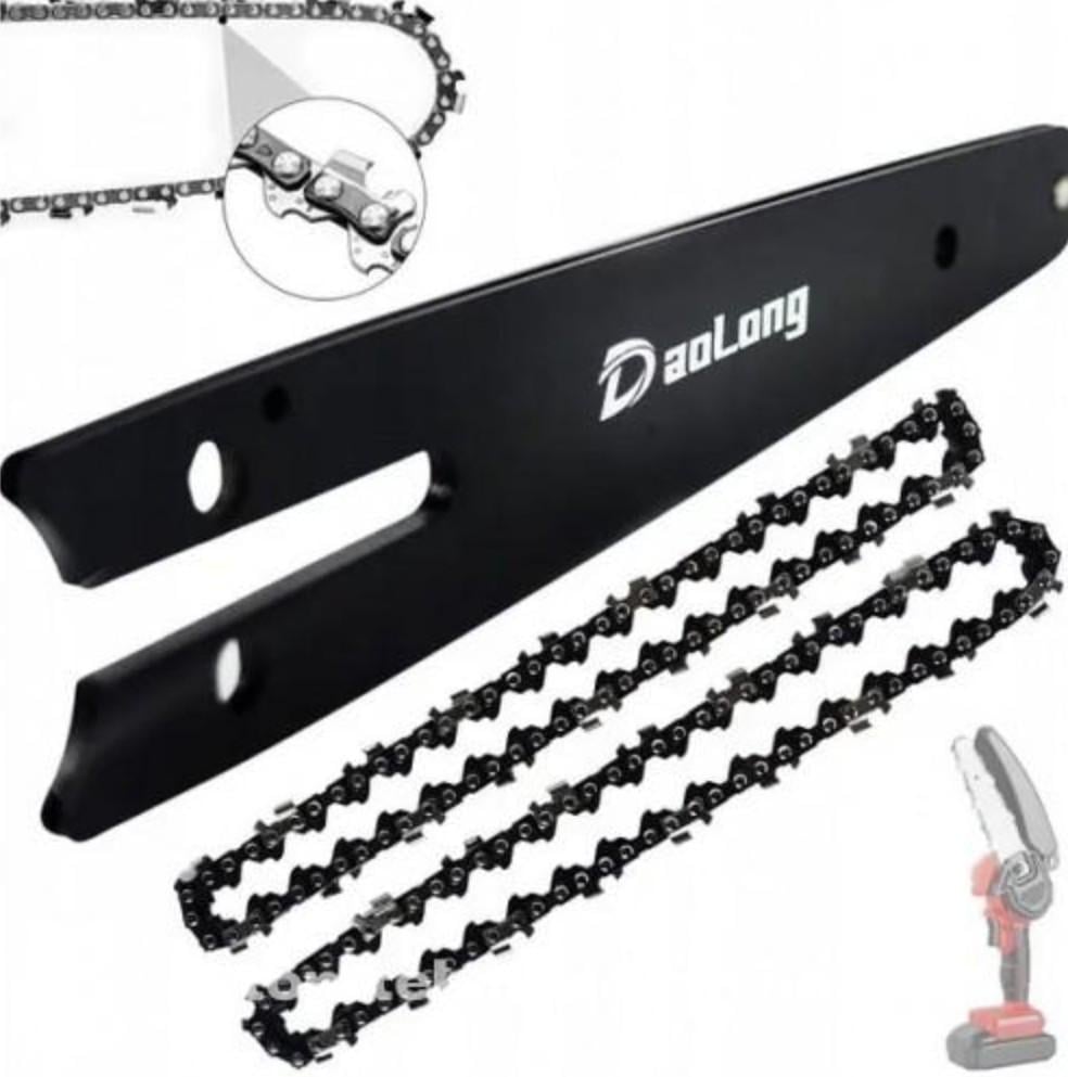 Комплект для мини-пилы аккумуляторной шина 6" и 2 цепи шаг 1/4" зубцов 48 (30587121) - фото 2