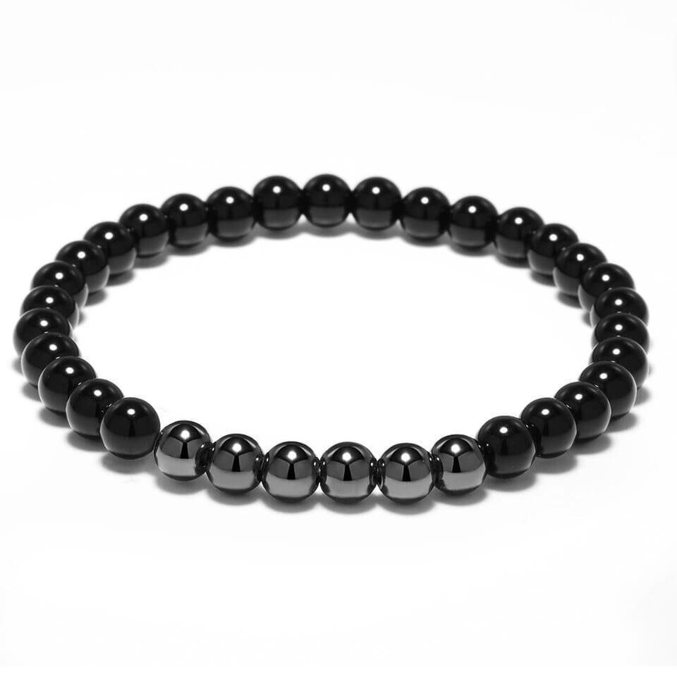 Браслет з агату та гематиту 6 мм р. 17 (80099)