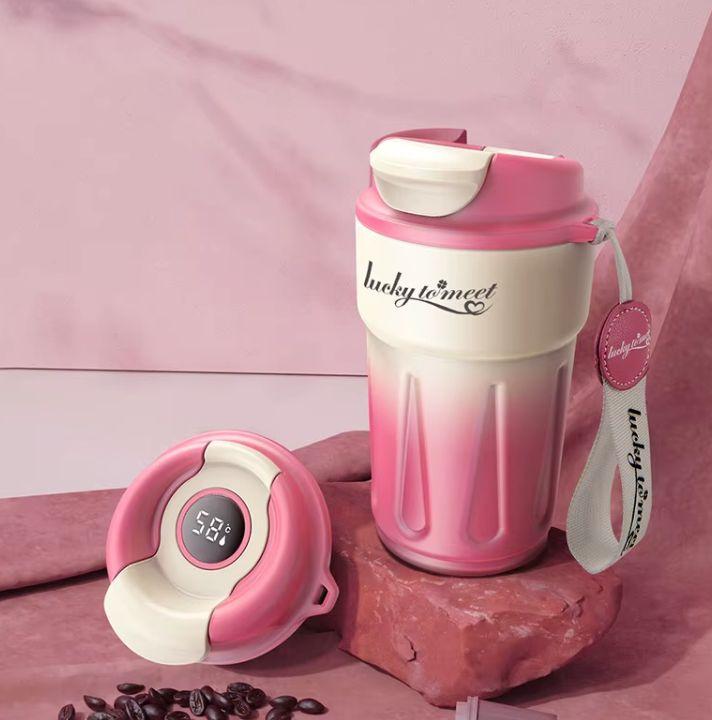 Термокухоль Смарт градієнт з інтелектуальним дисплеєм температури 420 мл Рожевий (2468368075) - фото 2
