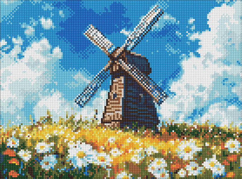 Алмазная мозаика Ideyka Мельница посреди поля 30x40 см (Id-AMO8304)