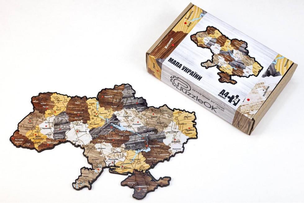 Пазли дерев'яні PuzzleOk Карта України 29,7x19 см (PuzA4-01220)