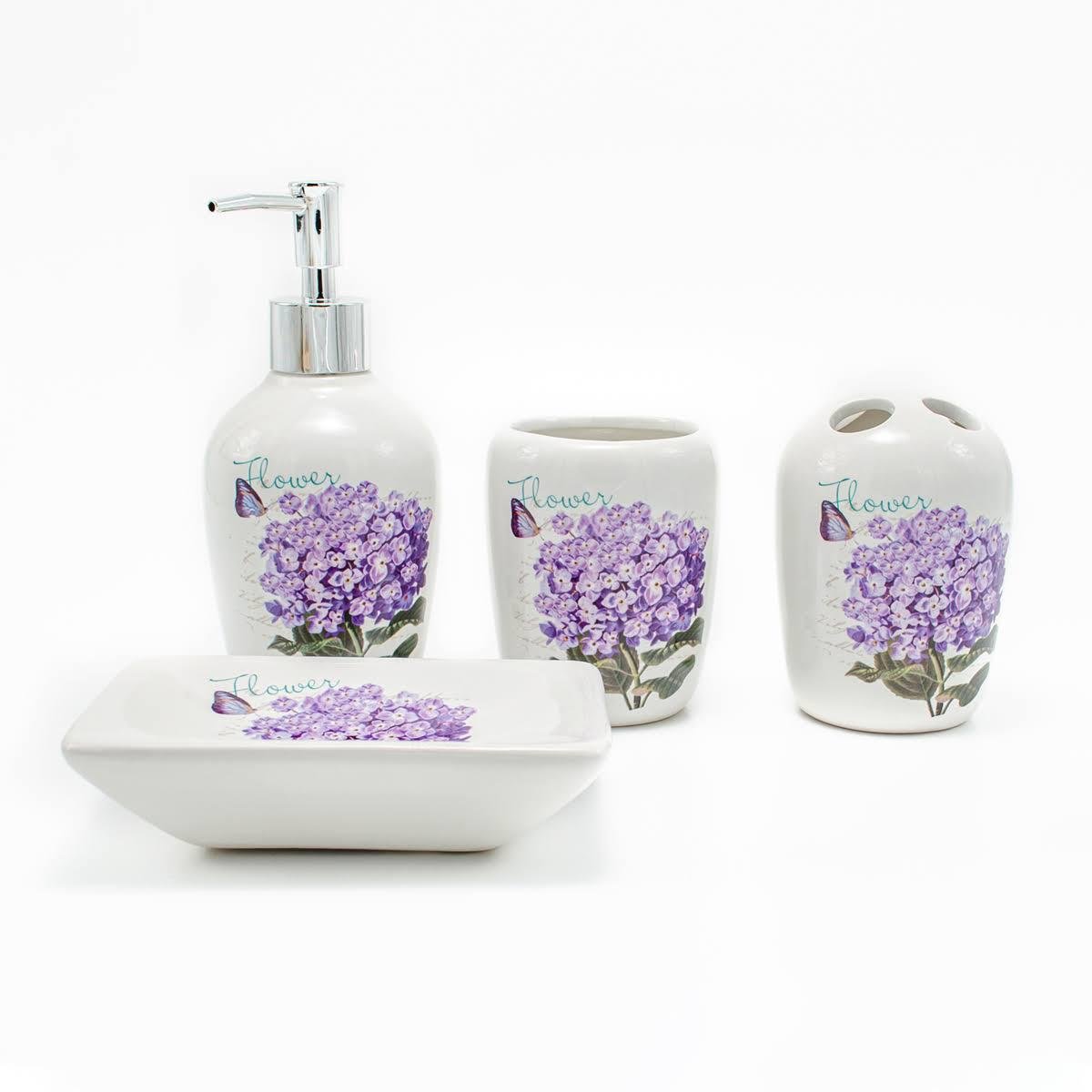 Набор аксессуаров для ванной комнаты керамический SNT Сирень (MSN-888-06-003)