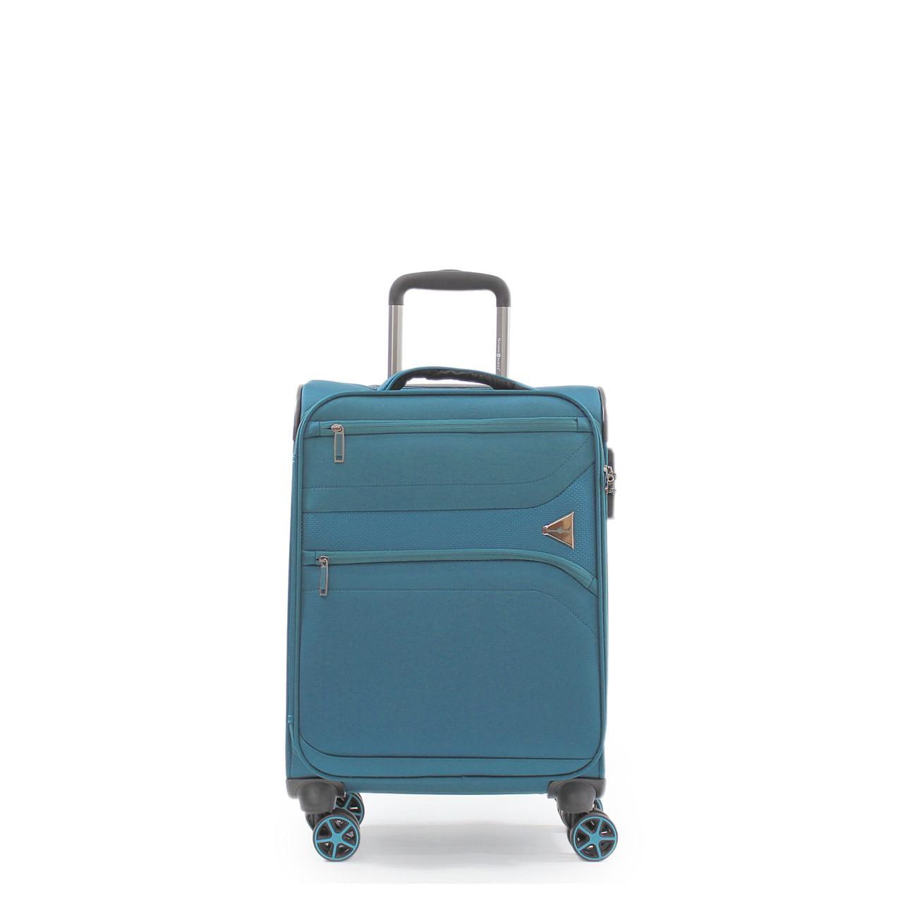 Чемодан ручная кладь Snowball ткань S 55х37х20 см 35 л 2,7 кг Бирюзовый (21505)