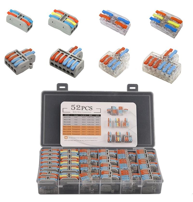 Набор клемм Tactix 8 видов 0,08-4 мм2 32А проходная разветвитель 52 шт. Разноцветный (CT22MM-52box)