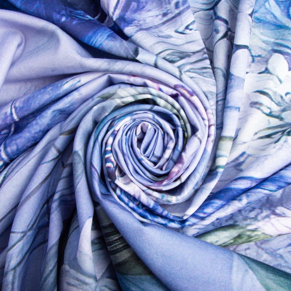 Ткань сатин для постельного белья 03 попугая 130 гр/м2 210 ТС 240 см Синий (25799)