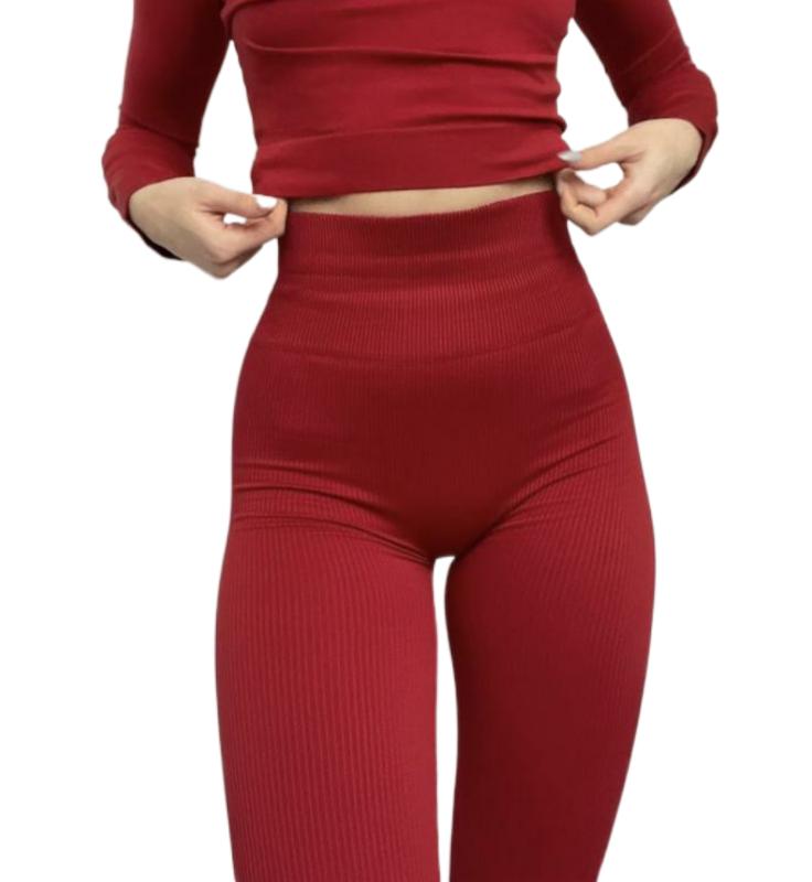 Легінси Giulia Leggings Rib Winery в рубчик з моделюючим швом ззаду S/M Червоний