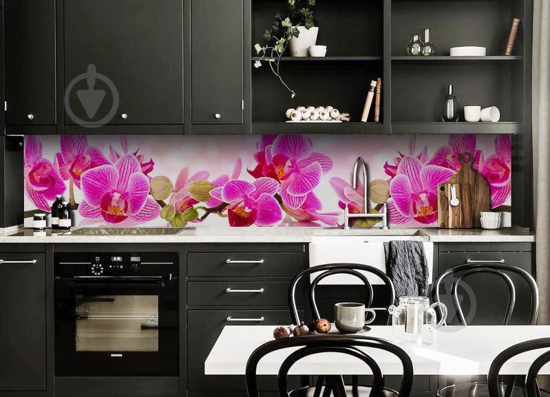 Скинали на кухню Zatarga «Розовая Орхидея» 600х3000 мм виниловая 3Д наклейка кухонный фартук самоклеящаяся Z180509/2