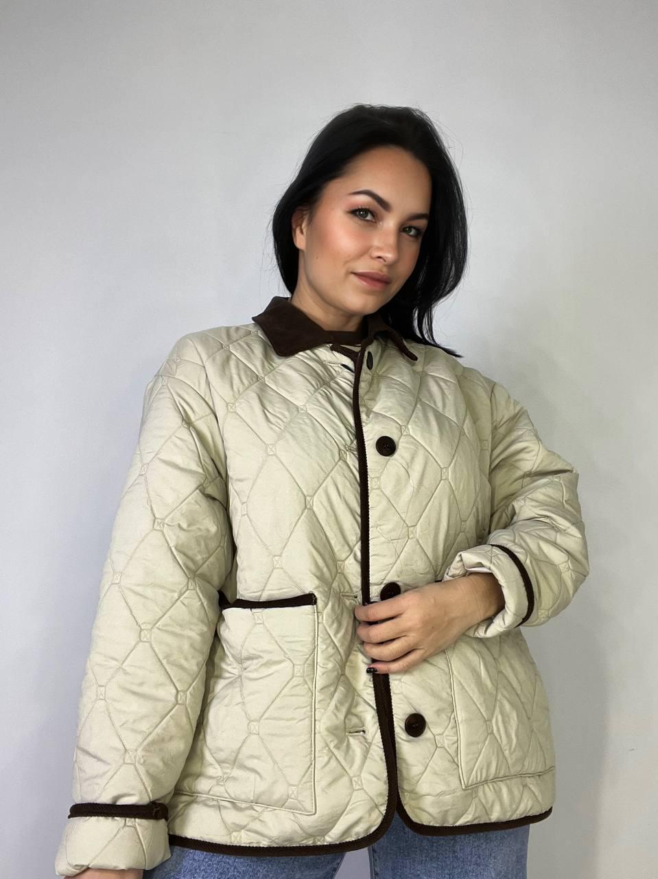 Куртка жіноча LADY YEP 9090 сорочка оверсайз стьобана демісезонна на гудзиках комбінована з вельветом M Бежевий (3717) - фото 5 Куртка жіноча LADY YEP 9090 сорочка оверсайз стьобана демісезонна на гудзиках комбінована з вельветом M Бежевий (3717) - фото 5