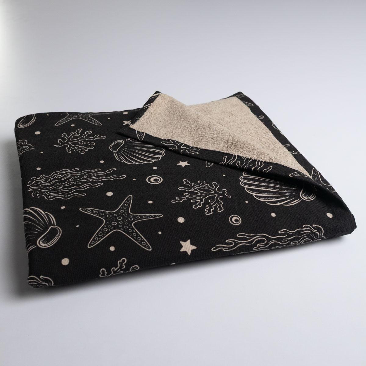 Полотенце пляжное GM Textile с принтом махровое 300 г/м2 70х150 см Черный (300-150-black)