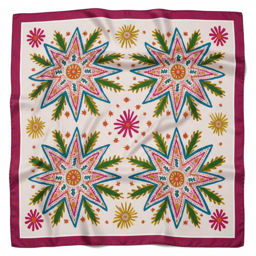 Платок шелковый Presentville Армани с принтом Рождественские звезды 68х68 см (HUST_26NY011)