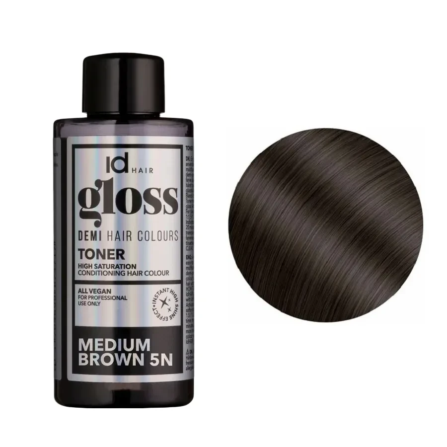 Краска для волос демиперманентная IdHair Gloss Toner 5N 5.0 Medium Brown 75 мл Краска для волос демиперманентная IdHair Gloss Toner 5N 5.0 Medium Brown 75 мл