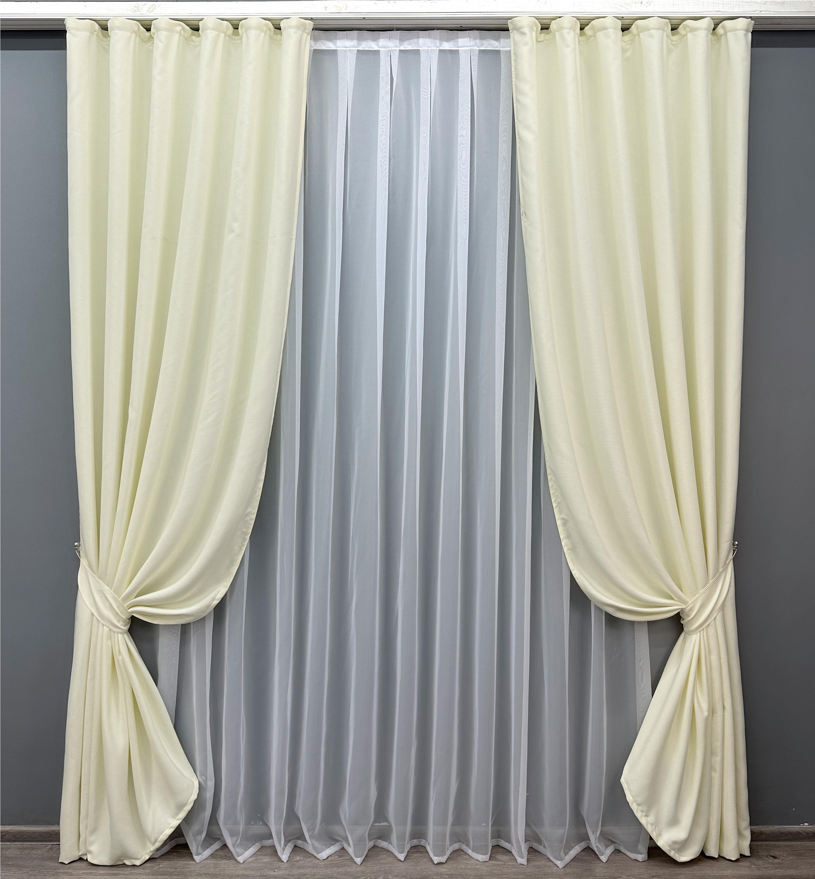 Комплект готовых штор VR-Textil Лен Парма №1736ш 150х270 см 2 шт. Молочный (33-0647)