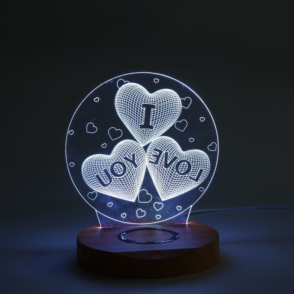 Светильник 3D WX-02 IloveYou с беспроводной зарядкой 10W