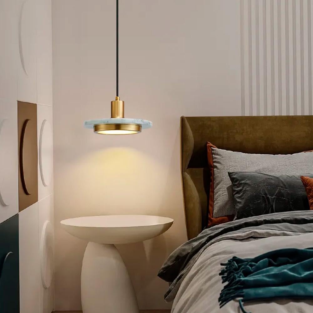 Подвес Line.F SC 2/1 WH Lumina с белым мраморным плафоном LED в стиле Ар-деко (2445_4162)