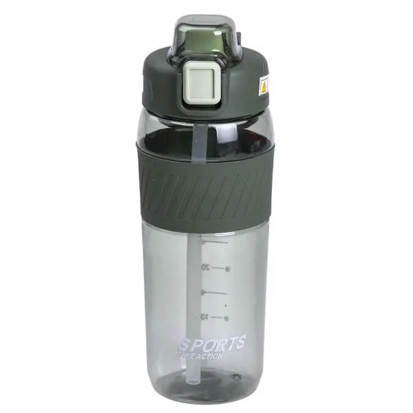 Бутылка для воды бутылка в школу для тренировок с трубочкой и ручкой 600 мл 22 см Зеленый (HP-14-42GR)