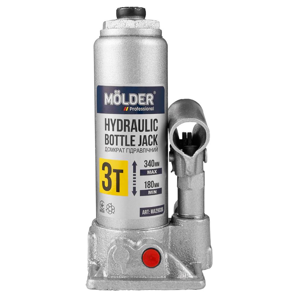 Домкрат гидравлический бутылочный Molder 3т 180-340мм в кейсе
