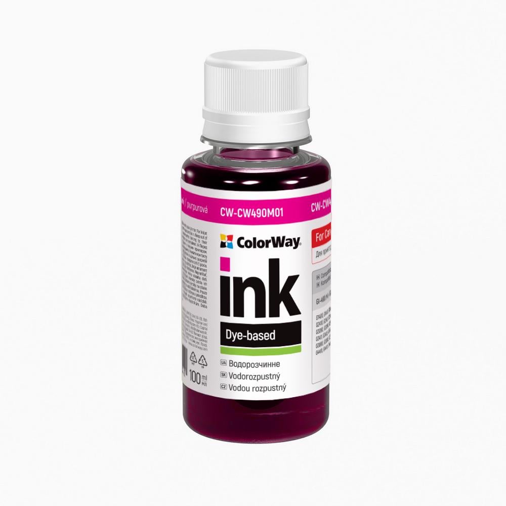 Чернило для принтера ColorWay Canon PIXMA G1400/G2400/G3400 100 мл Magenta (CW-CW490M01)